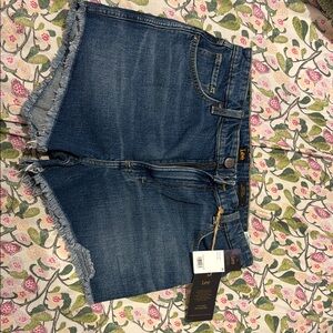 Lee Blue Frayed Denim Shorts